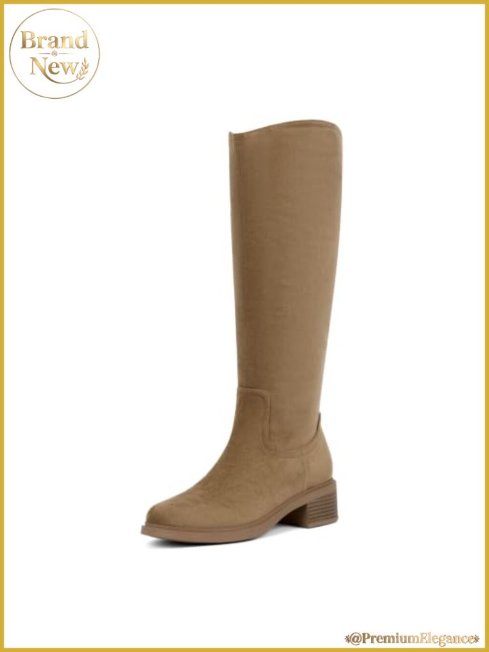 Knee High Boots for Women Side Zipper Low Heel Tall Boots Faux Suede